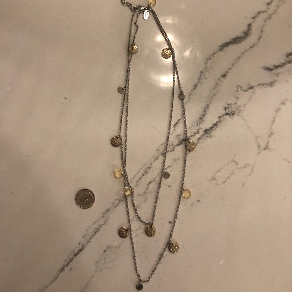 Lia Sophia silver, gold and crystal necklace
